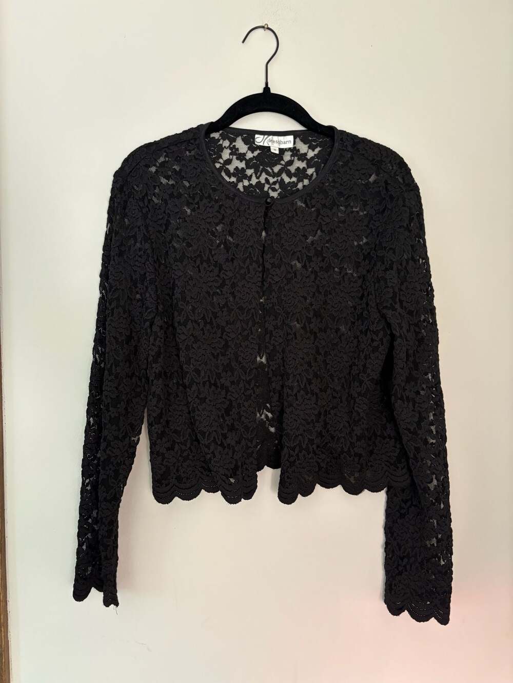 Dressbarn Black Whimsigoth Floral Lace Cardigan Size M